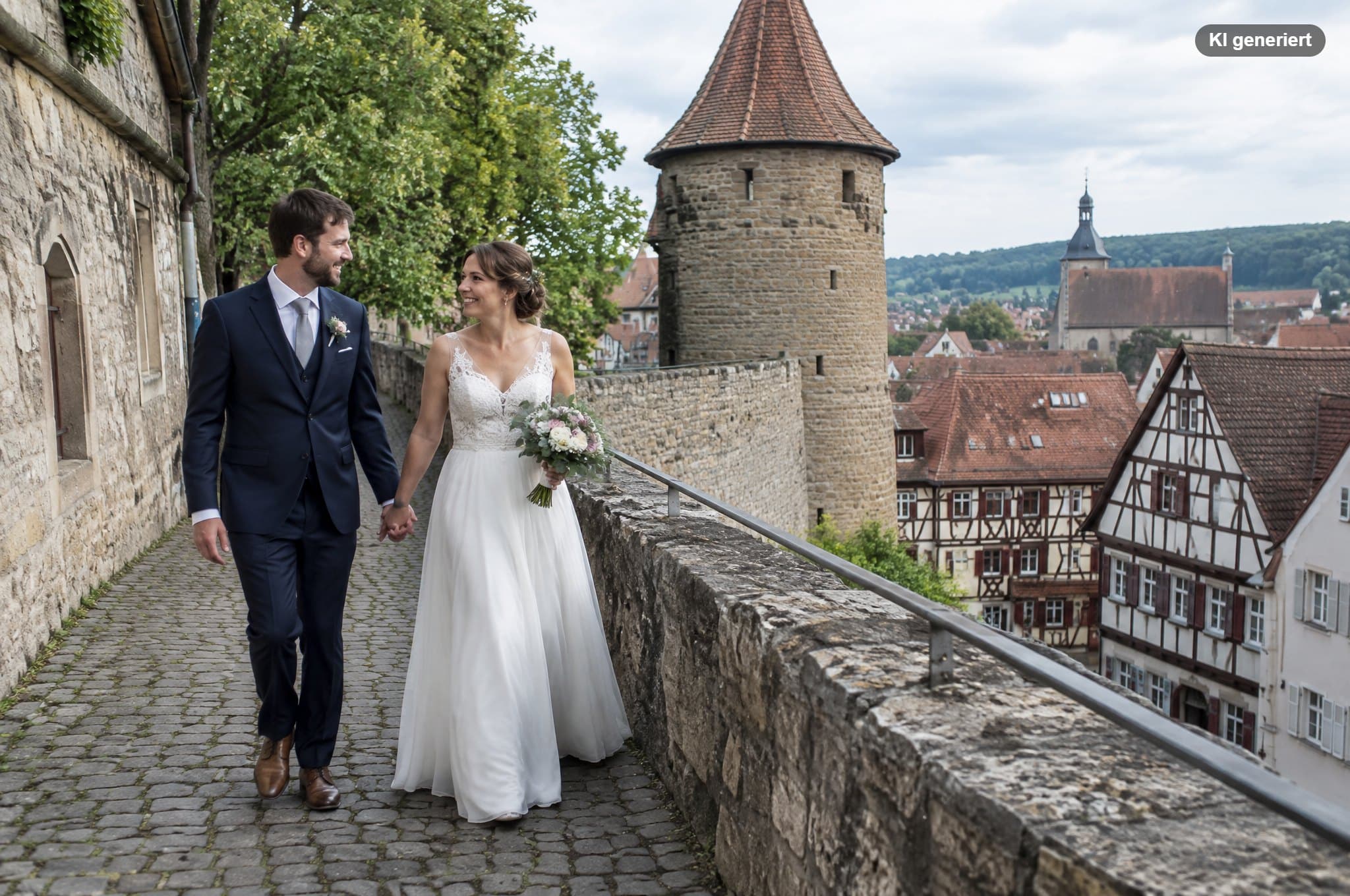 Hochzeitsfotograf Würzburg Heidingsfeld: Städtle, Stadtmauer und enge Gassen